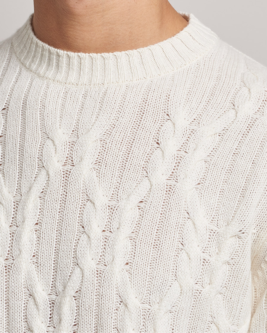 Uomini | Maglieria | Oscar Jacobson | Emmet Wool/Cashmere Structured Crew Neck Off White