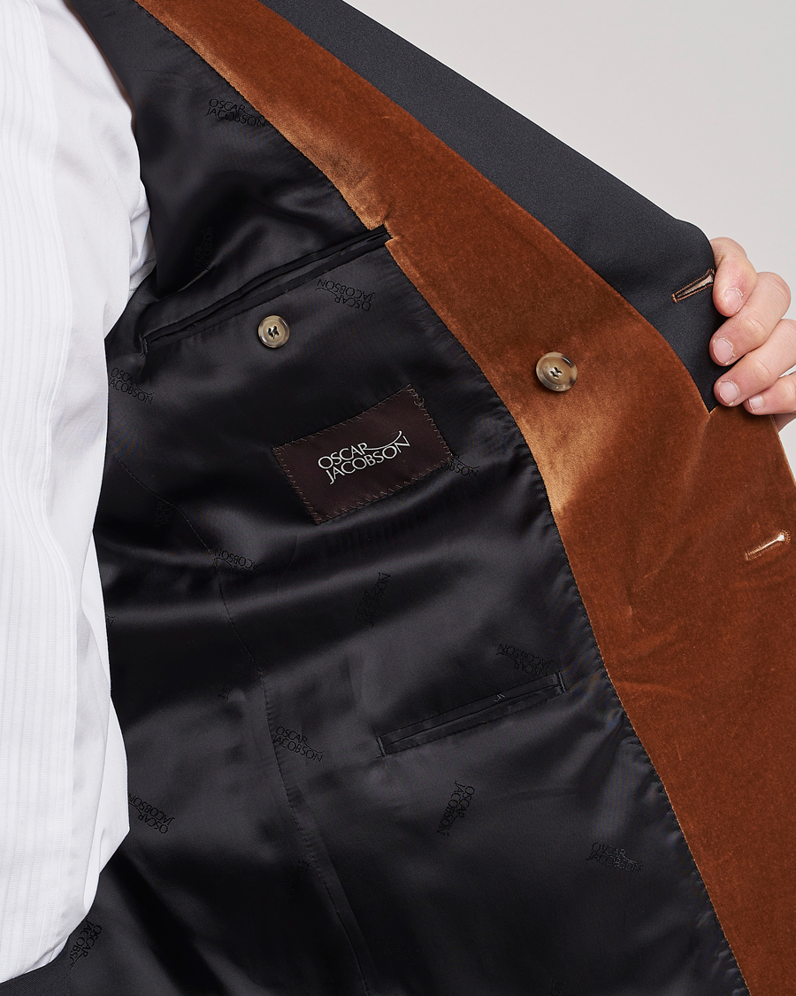Uomini | Blazers | Oscar Jacobson | Farris Tuxedo Velvet DB Blazer Brown