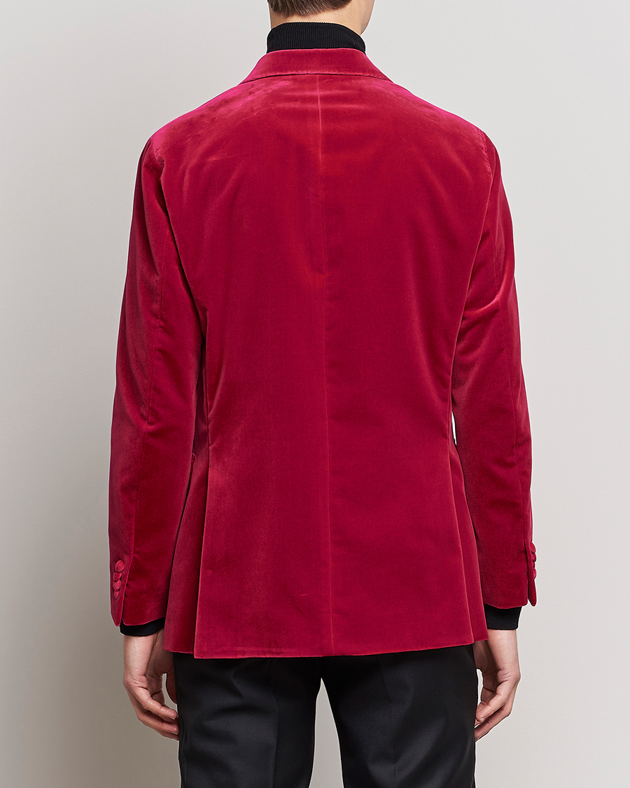Uomini | Blazers | Oscar Jacobson | Farris Double Breasted Velvet Blazer Pink Berries