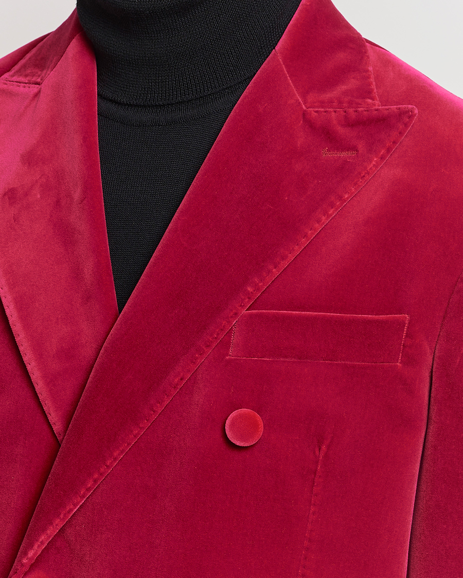 Uomini | Blazers | Oscar Jacobson | Farris Double Breasted Velvet Blazer Pink Berries
