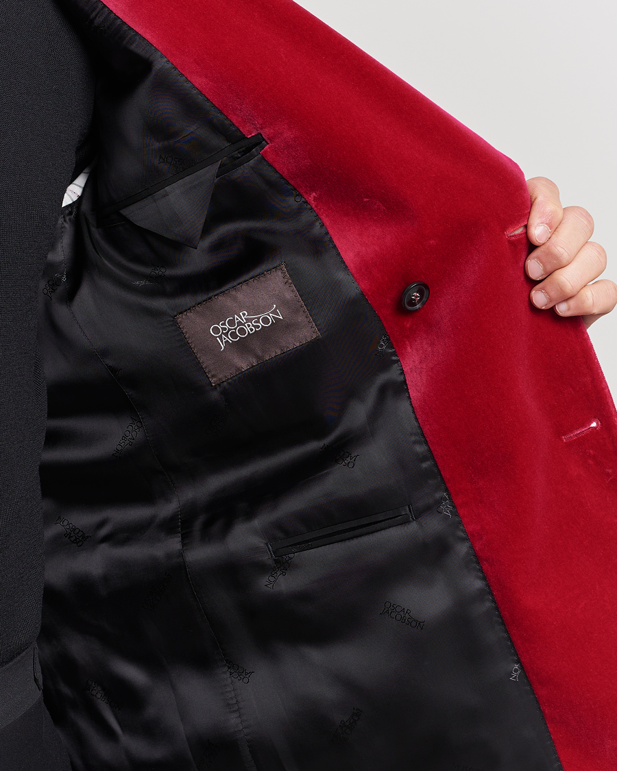 Uomini | Blazers | Oscar Jacobson | Farris Double Breasted Velvet Blazer Pink Berries