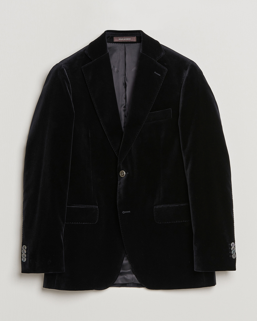 Uomini | Blazers | Oscar Jacobson | Fogerty Velvet Blazer Black