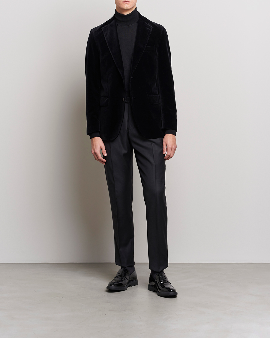 Uomini | Blazers | Oscar Jacobson | Fogerty Velvet Blazer Black