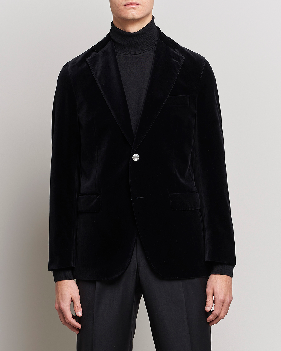 Uomini | Blazers | Oscar Jacobson | Fogerty Velvet Blazer Black