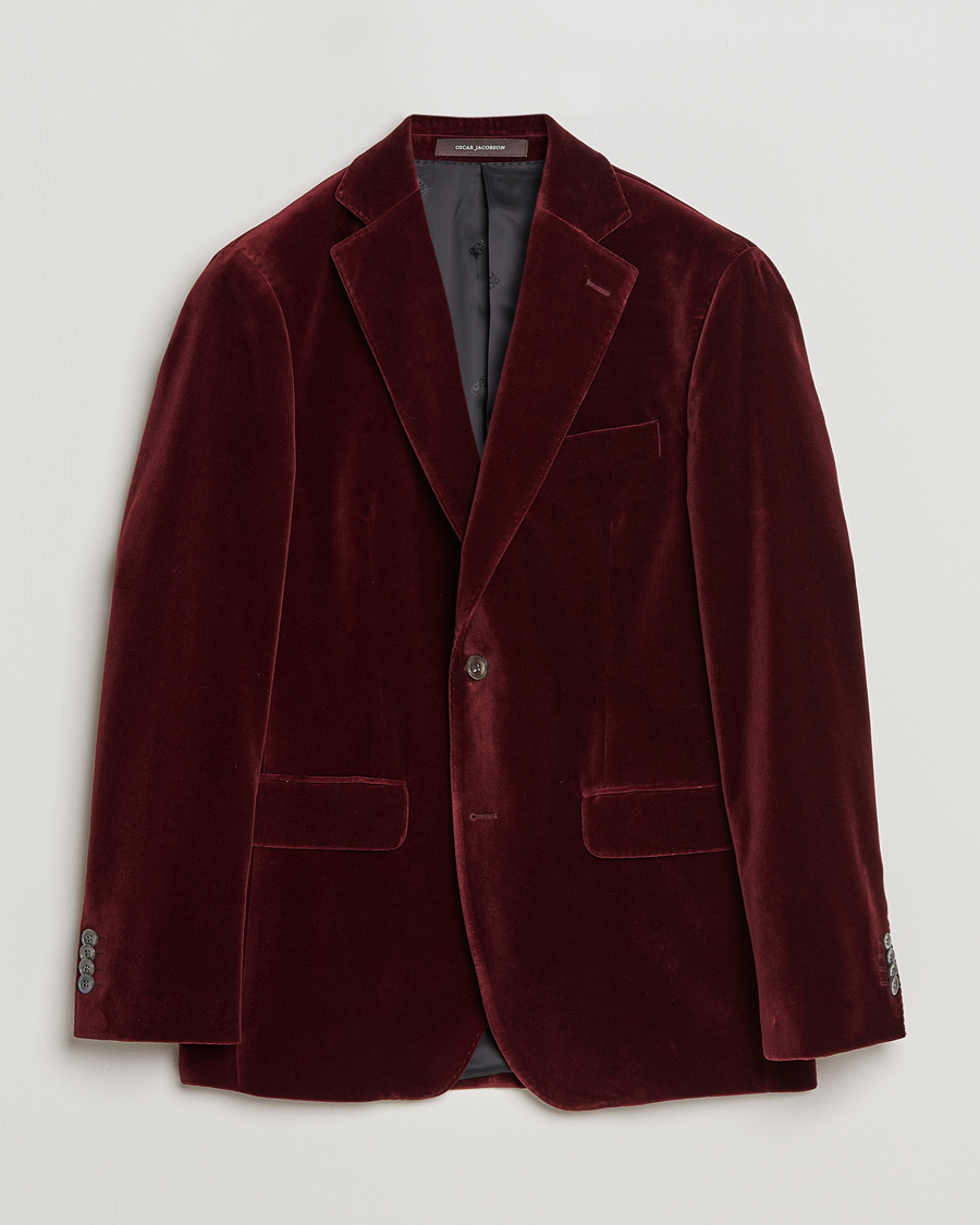 Uomini | Blazers | Oscar Jacobson | Fogerty Velvet Blazer Wine