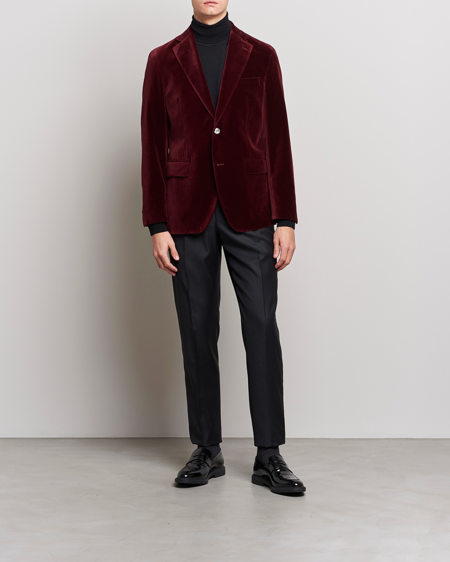 Uomini | Blazers | Oscar Jacobson | Fogerty Velvet Blazer Wine