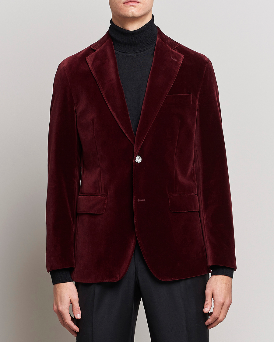 Uomini | Blazers | Oscar Jacobson | Fogerty Velvet Blazer Wine