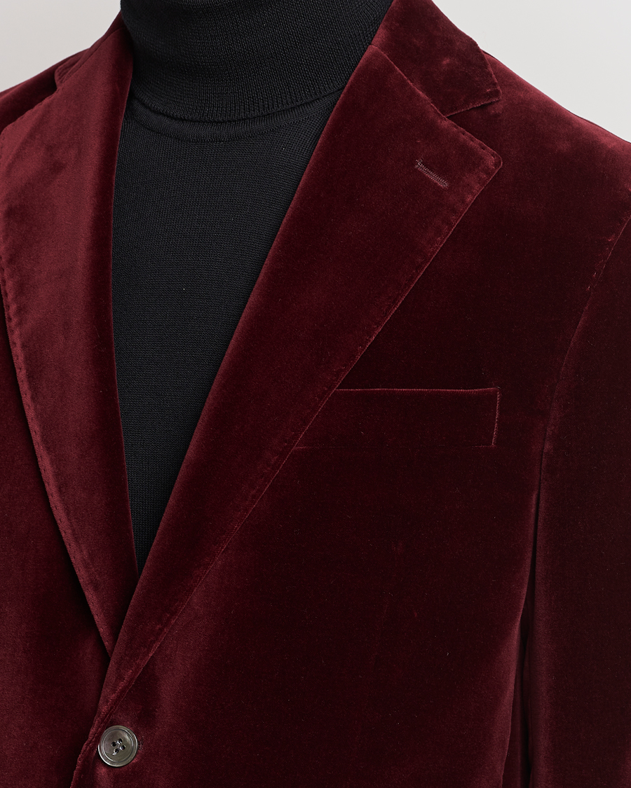Uomini | Blazers | Oscar Jacobson | Fogerty Velvet Blazer Wine