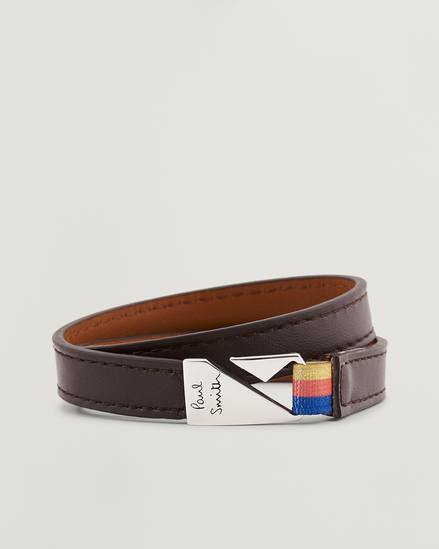 Uomini | Paul Smith Leather Hook Wrap Bracelet Brown | Paul Smith | Leather Hook Wrap Bracelet Brown
