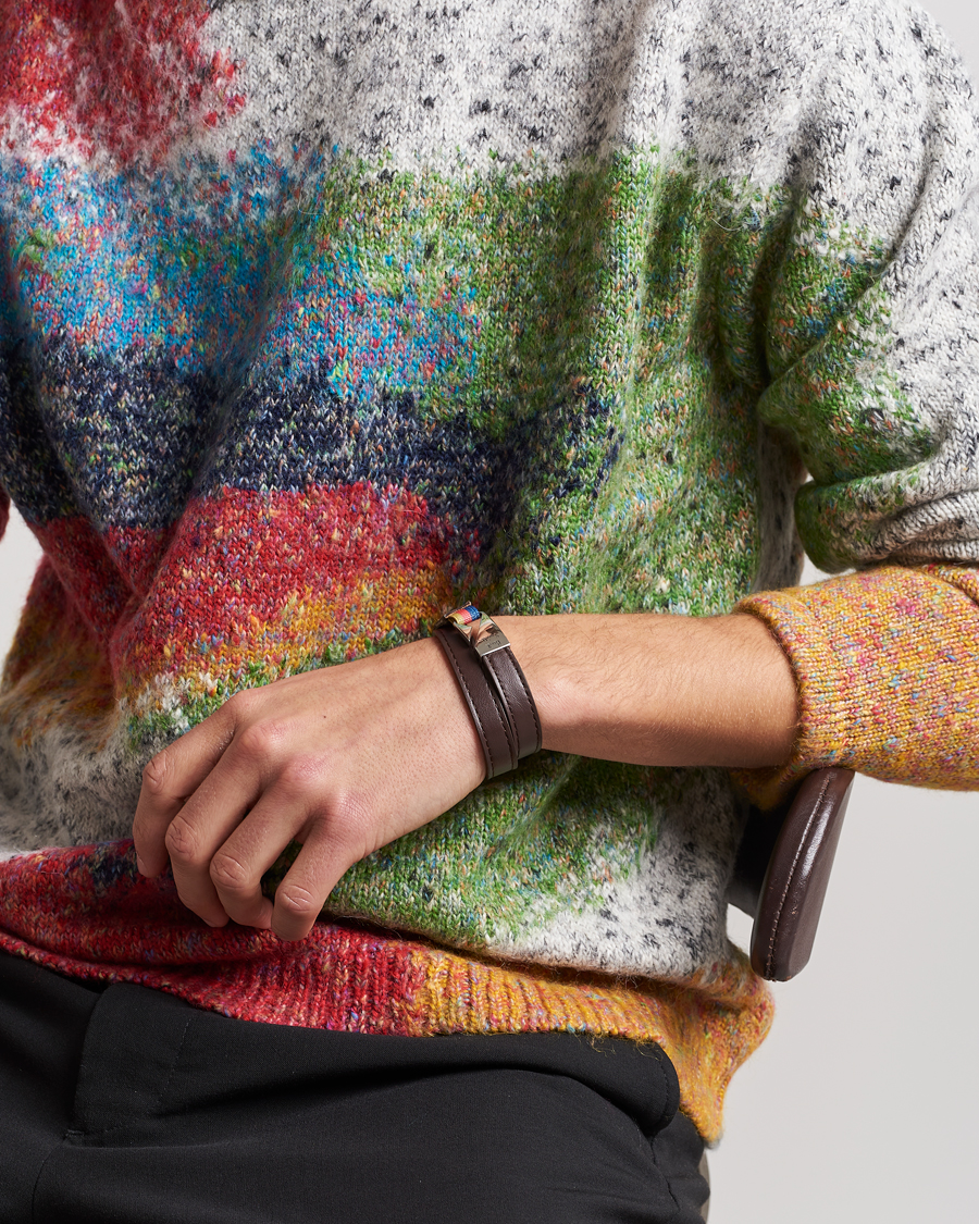 Uomini | Paul Smith Leather Hook Wrap Bracelet Brown | Paul Smith | Leather Hook Wrap Bracelet Brown