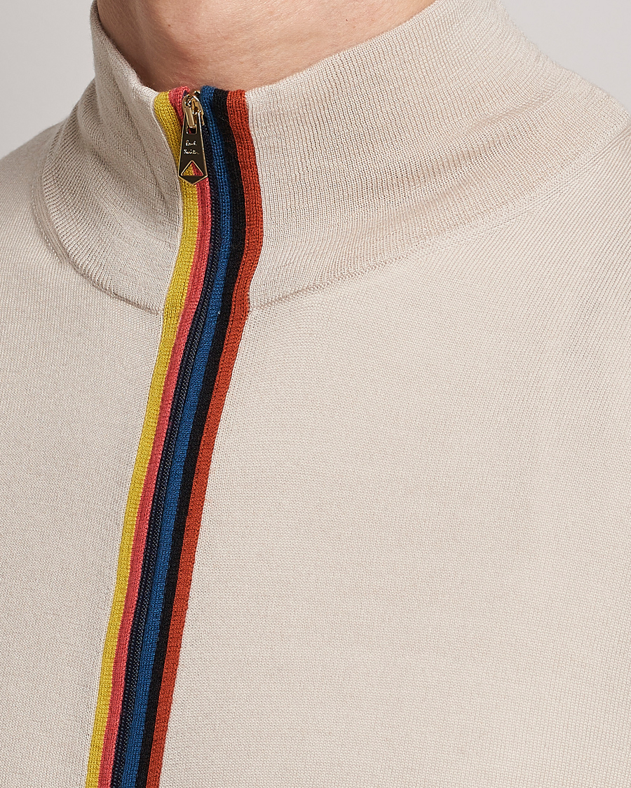 Uomini | Maglieria | Paul Smith | Full Zip Stripe Wool Cardigan Sand