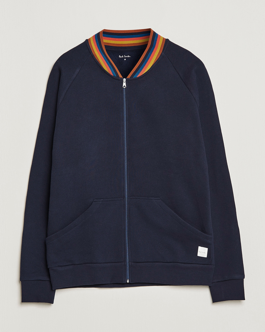 Uomini | Paul Smith Bright Stripe Sweat Full Zip Navy | Paul Smith | Bright Stripe Sweat Full Zip Navy