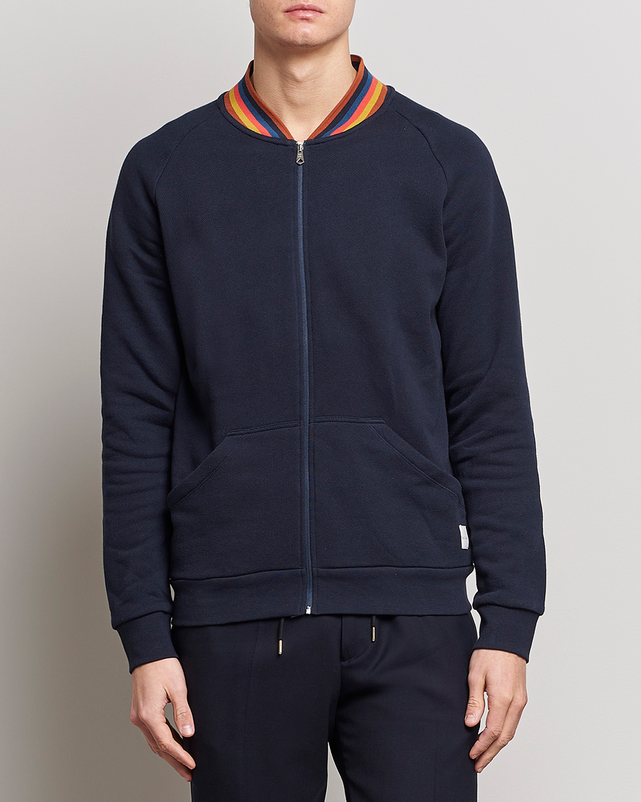 Uomini | Paul Smith Bright Stripe Sweat Full Zip Navy | Paul Smith | Bright Stripe Sweat Full Zip Navy
