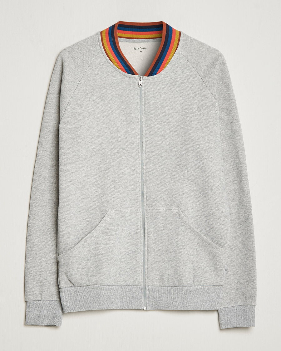 Uomini | Paul Smith Bright Stripe Sweat Full Zip Grey | Paul Smith | Bright Stripe Sweat Full Zip Grey