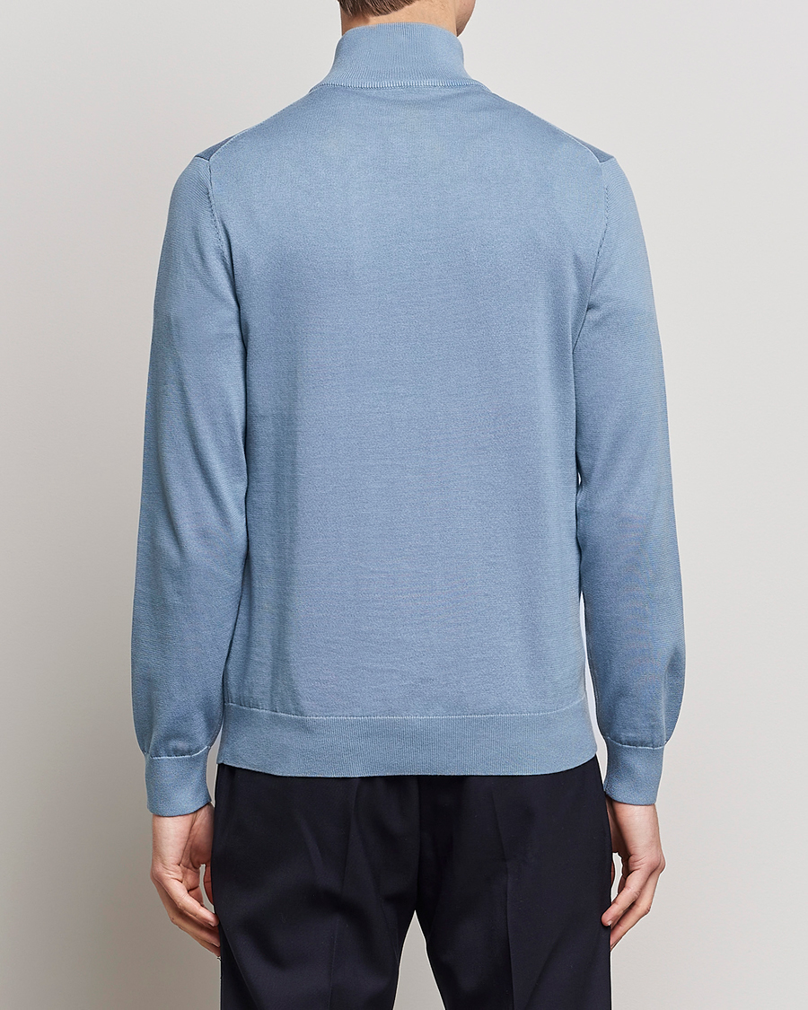 Uomini | Maglieria | PS Paul Smith | Zebra Organic Cotton Knitted Half Zip Light Blue