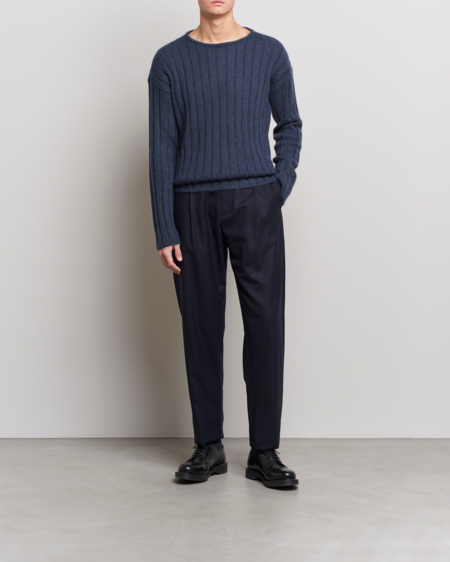 Uomini | Maglieria | Giorgio Armani | Rib Stitch Mohair Sweater Navy