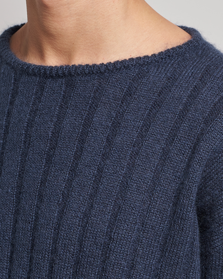 Uomini | Maglieria | Giorgio Armani | Rib Stitch Mohair Sweater Navy