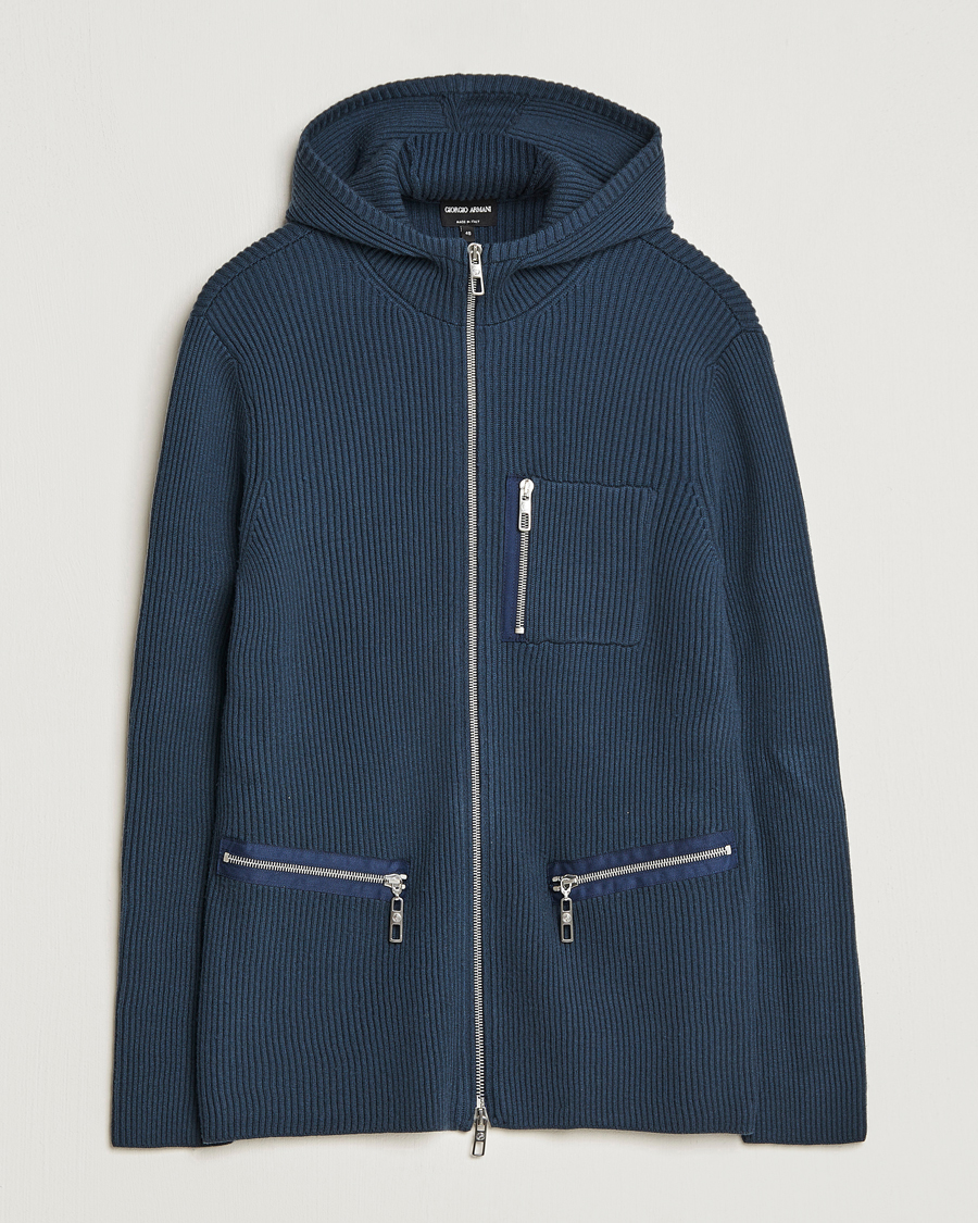Uomini | Maglieria | Giorgio Armani | Cardigan Zip Jacket Navy