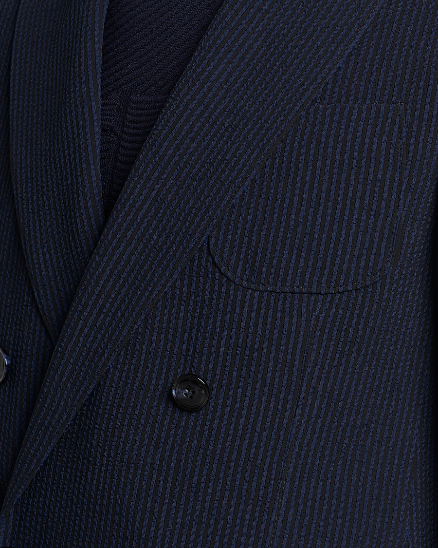 Uomini | Blazers | Giorgio Armani | Double Breasted Seersucker Blazer Navy