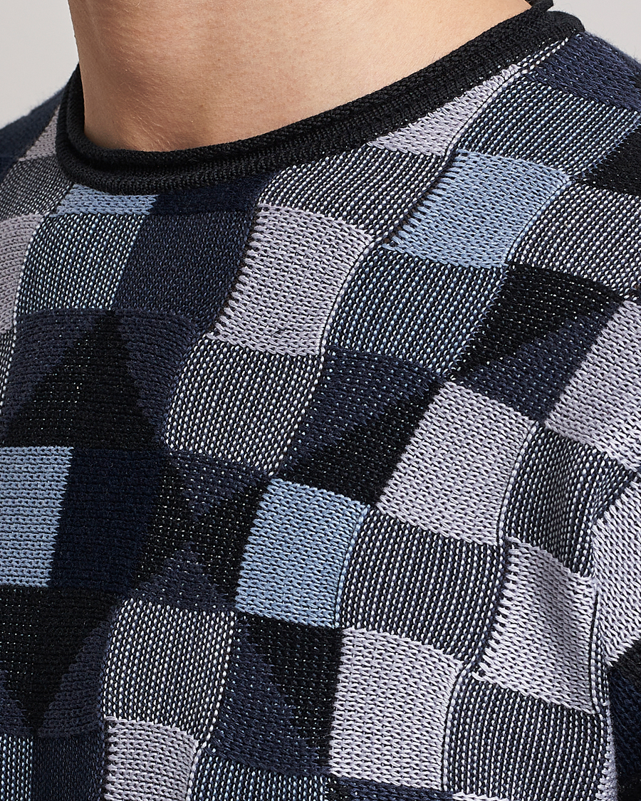 Uomini | Maglieria | Giorgio Armani | Geometrical Patchwork Sweater Navy/White