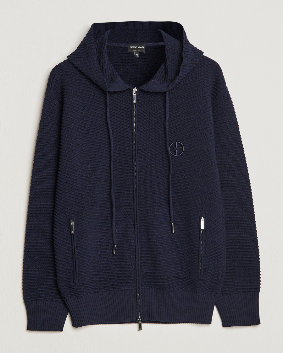 Uomini | Maglieria | Giorgio Armani | Jacquard Zip Bomber Navy