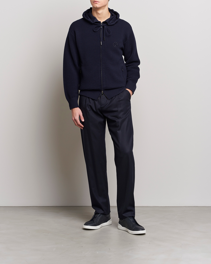 Uomini | Maglieria | Giorgio Armani | Jacquard Zip Bomber Navy
