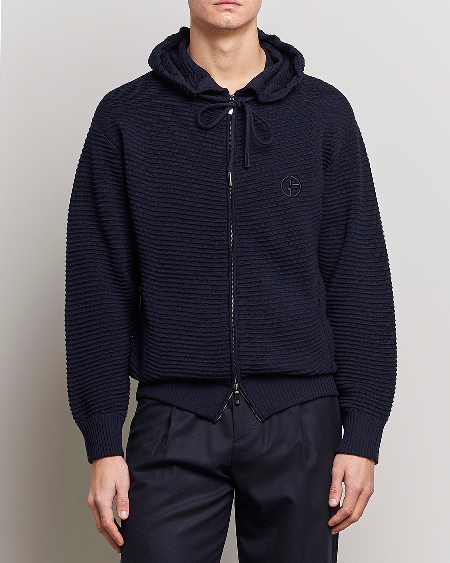 Uomini | Maglieria | Giorgio Armani | Jacquard Zip Bomber Navy