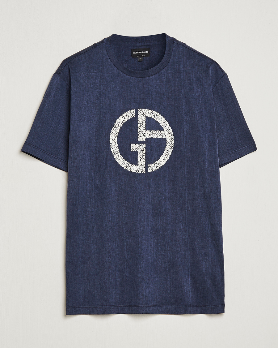 Uomini | T-shirt | Giorgio Armani | Cupro Logo T-Shirt Navy