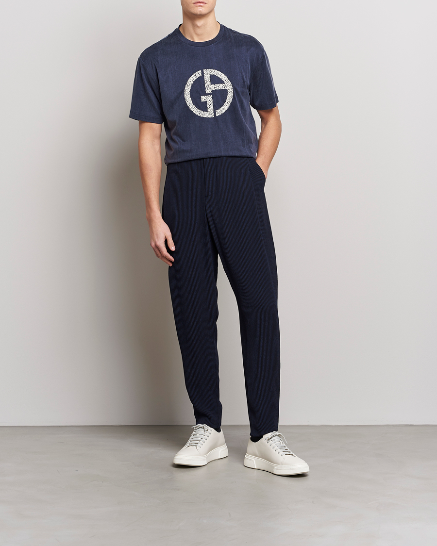 Uomini | T-shirt | Giorgio Armani | Cupro Logo T-Shirt Navy