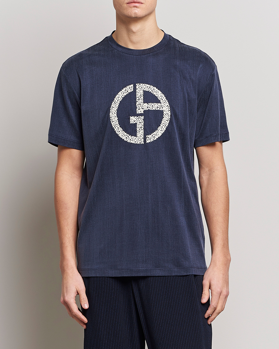 Uomini | T-shirt | Giorgio Armani | Cupro Logo T-Shirt Navy