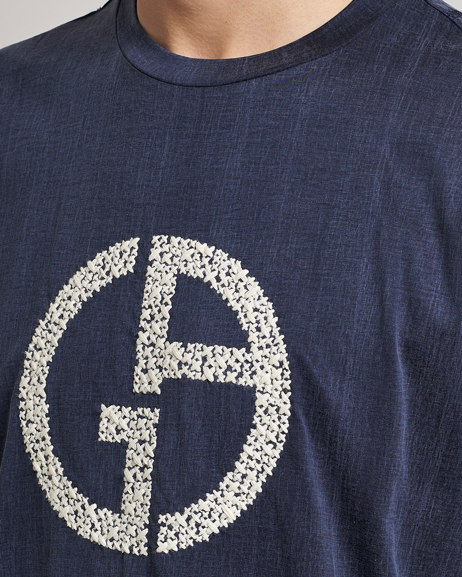 Uomini | T-shirt | Giorgio Armani | Cupro Logo T-Shirt Navy