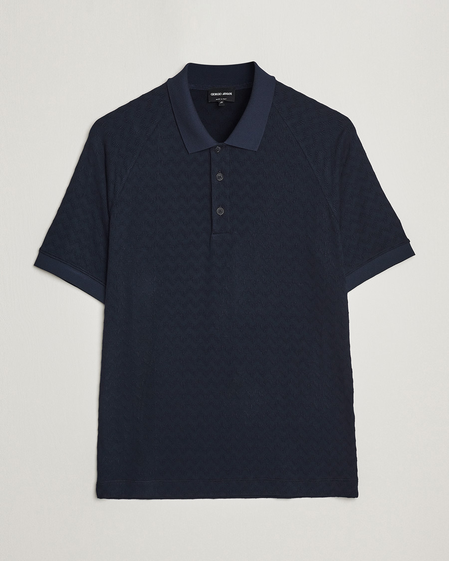 Uomini | Polo | Giorgio Armani | Jacquard Short Sleeve Polo Navy