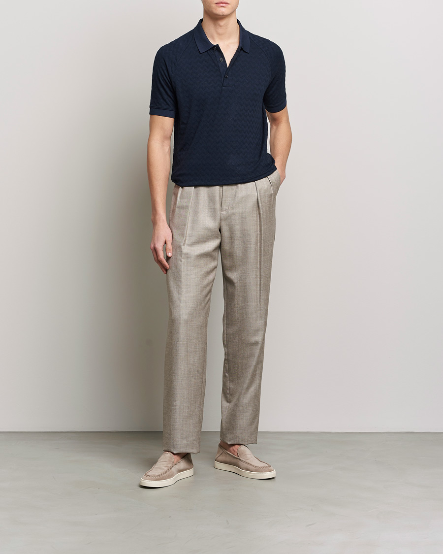 Uomini | Polo | Giorgio Armani | Jacquard Short Sleeve Polo Navy