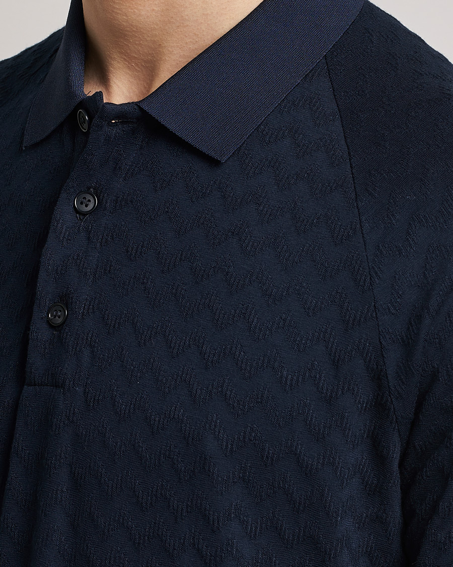 Uomini | Polo | Giorgio Armani | Jacquard Short Sleeve Polo Navy