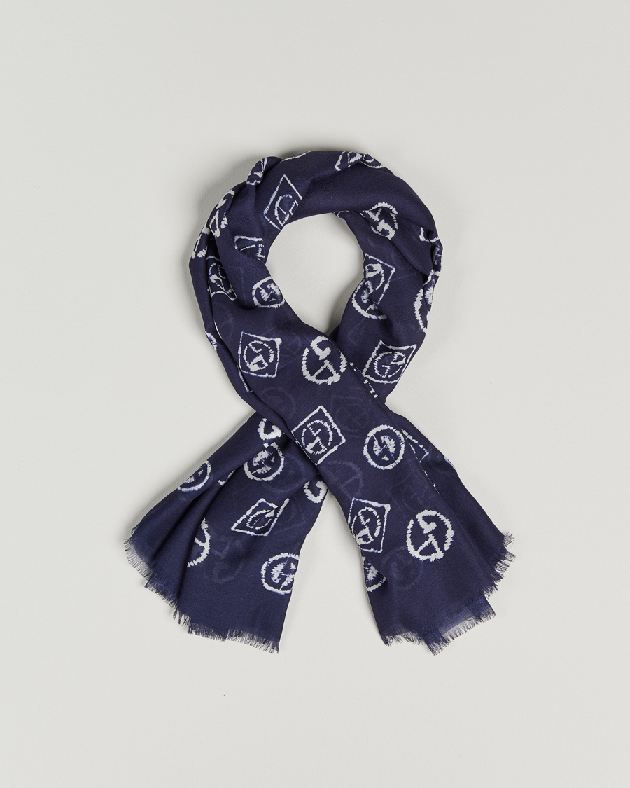 Uomini | Giorgio Armani Woven Logo Scarf Navy | Giorgio Armani | Woven Logo Scarf Navy