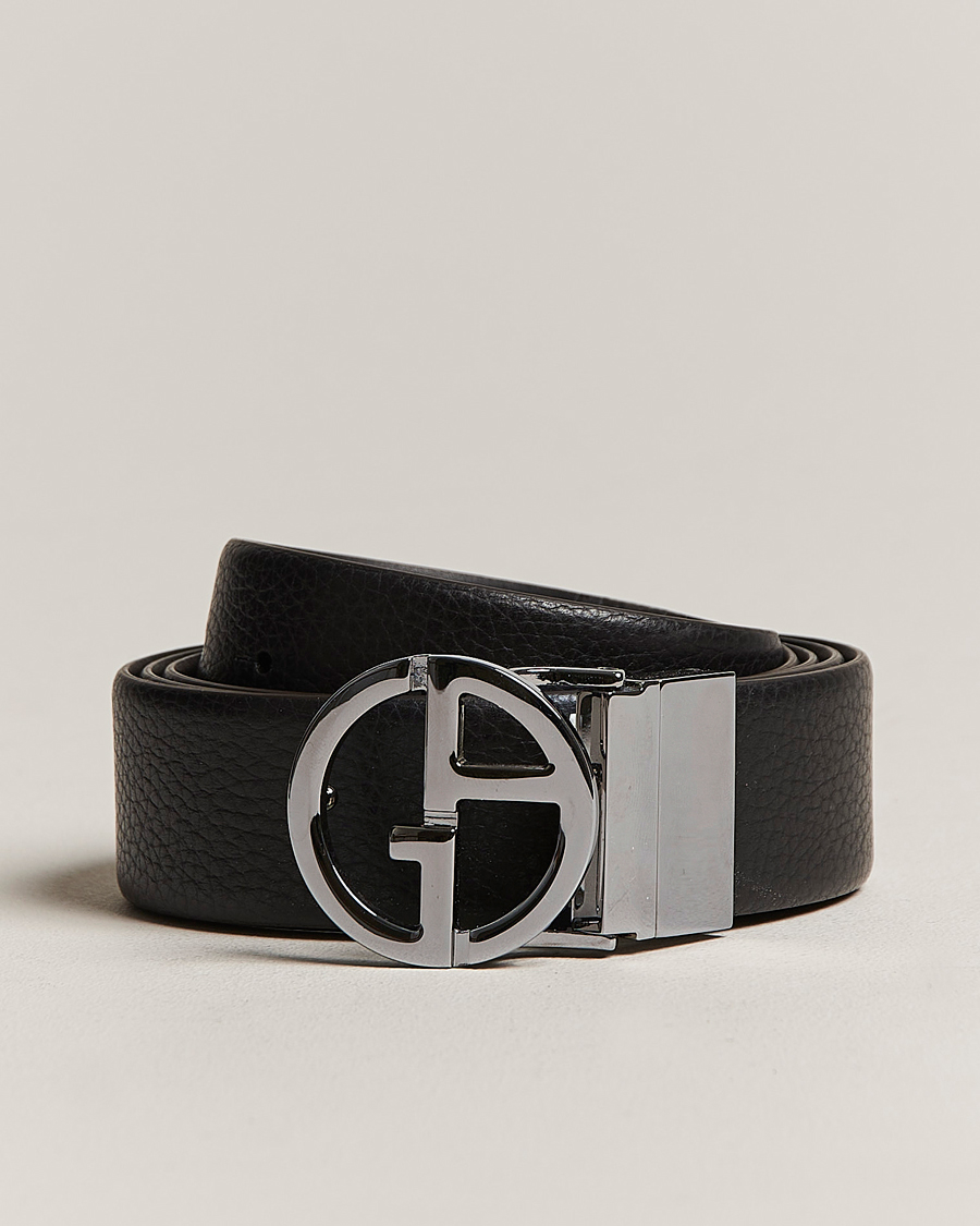 Uomini | Giorgio Armani Reversible Leather Belt Black | Giorgio Armani | Reversible Leather Belt Black