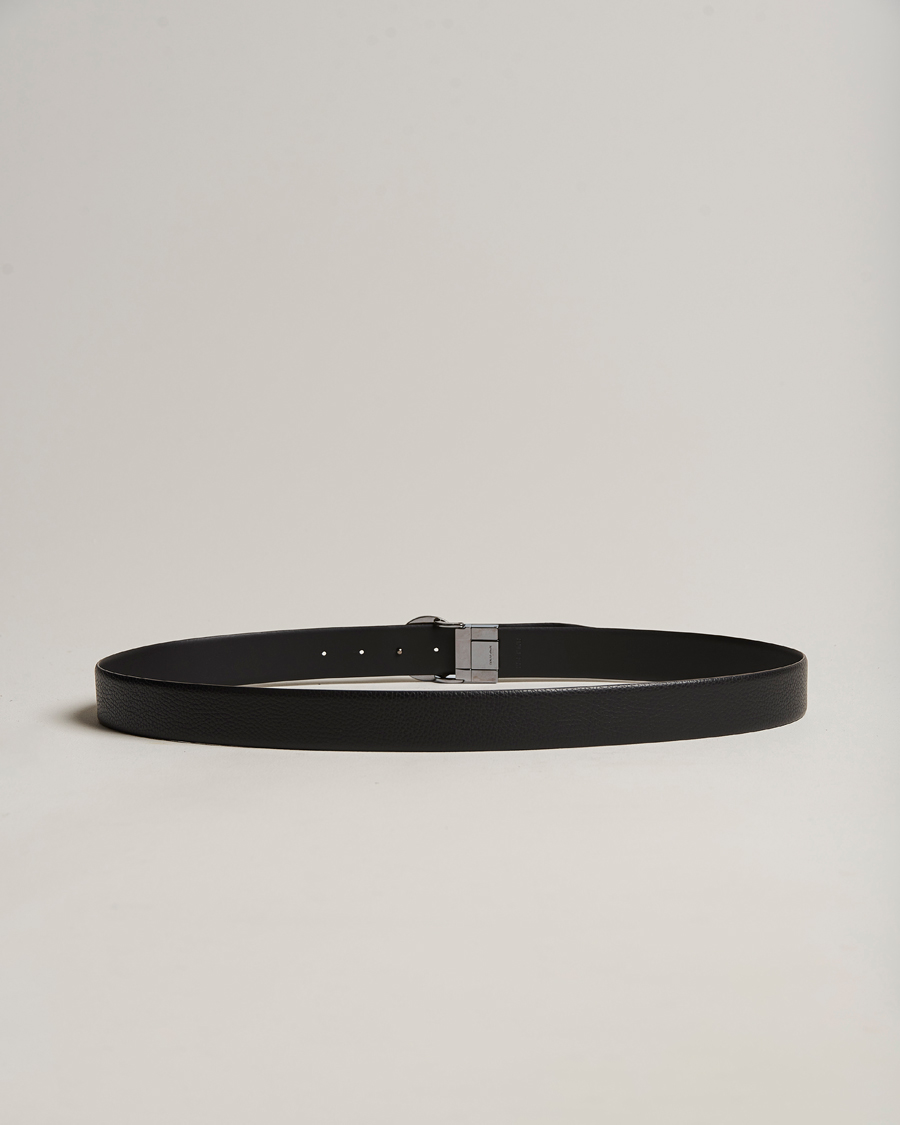 Uomini | Giorgio Armani Reversible Leather Belt Black | Giorgio Armani | Reversible Leather Belt Black