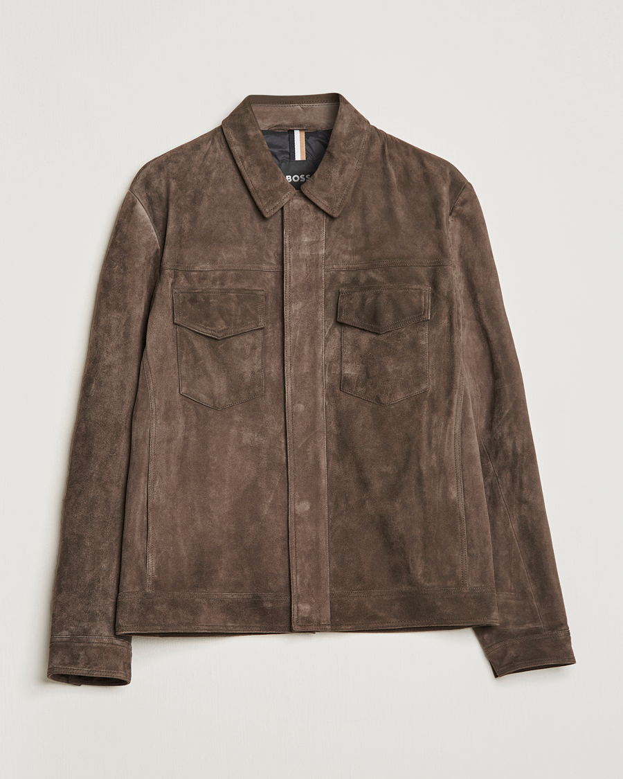 Uomini | Giacche | BOSS BLACK | Mucker Suede Jacket Dark Grey