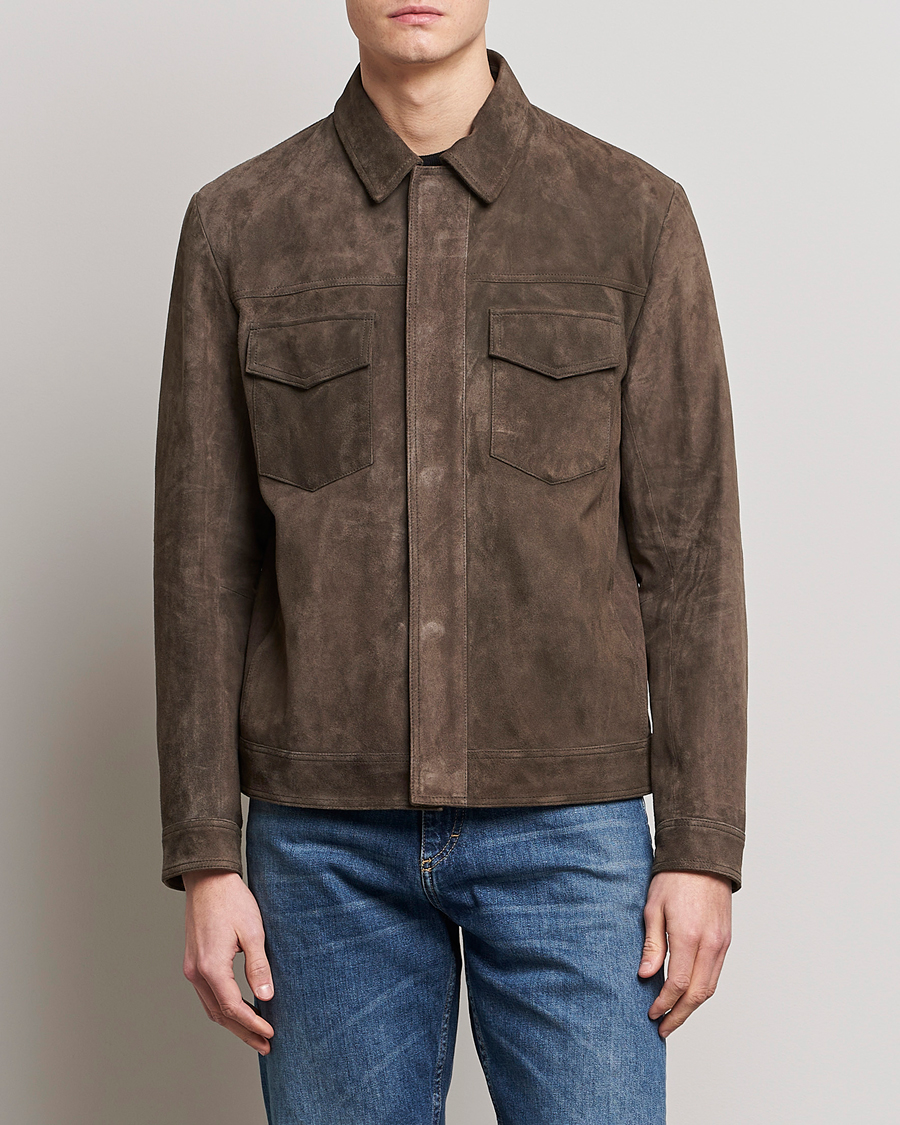 Uomini | Giacche | BOSS BLACK | Mucker Suede Jacket Dark Grey