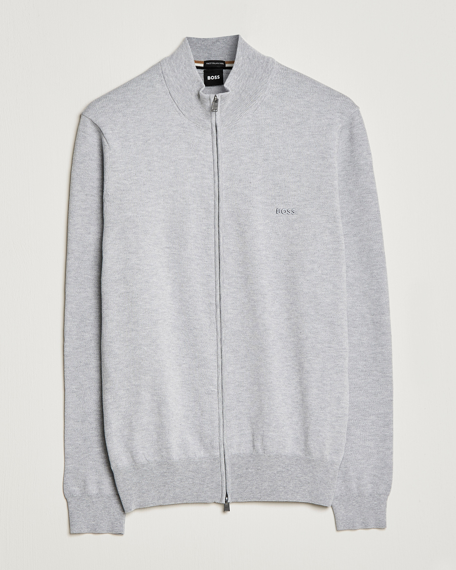 Uomini | Maglieria | BOSS BLACK | Palano Knitted Full-Zip Silver