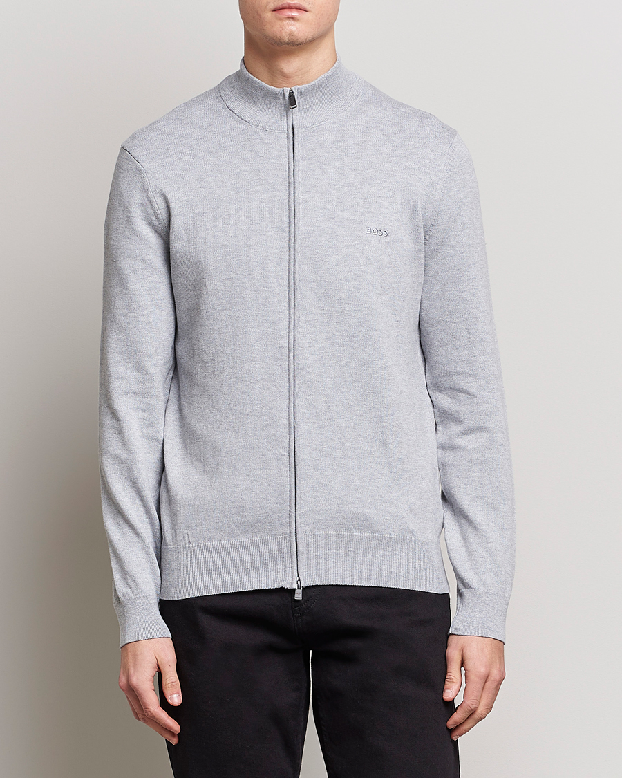 Uomini | Maglieria | BOSS BLACK | Palano Knitted Full-Zip Silver