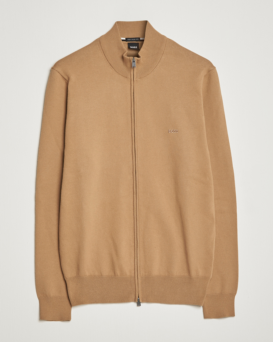 Uomini | Maglieria | BOSS BLACK | Palano Knitted Full-Zip Medium Beige