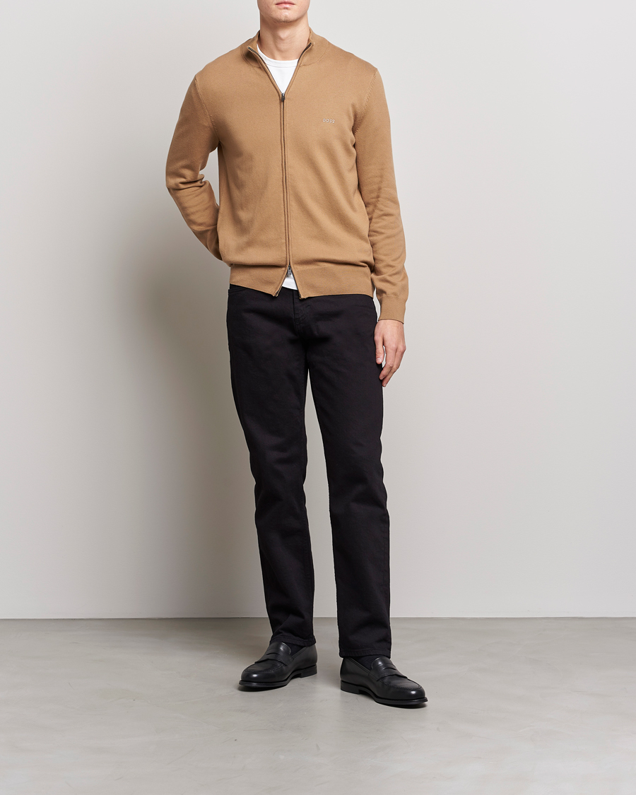 Uomini | Maglieria | BOSS BLACK | Palano Knitted Full-Zip Medium Beige