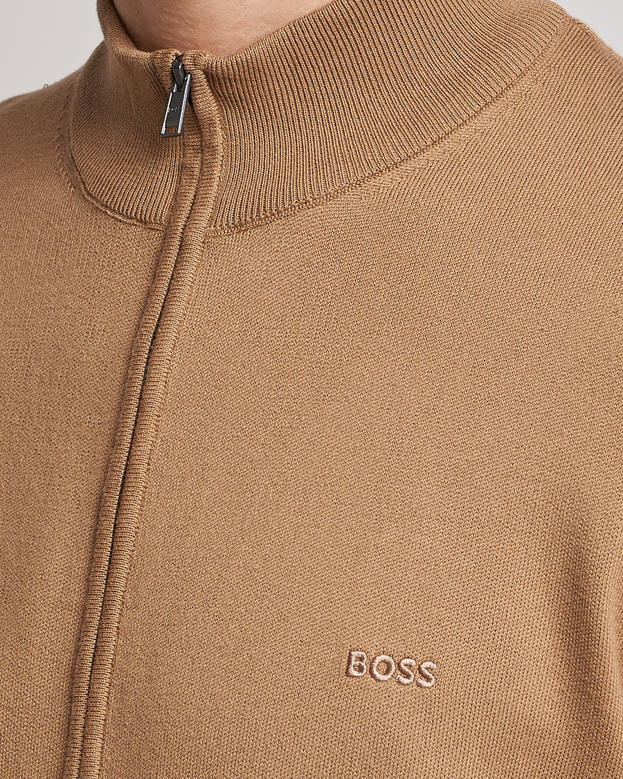 Uomini | Maglieria | BOSS BLACK | Palano Knitted Full-Zip Medium Beige