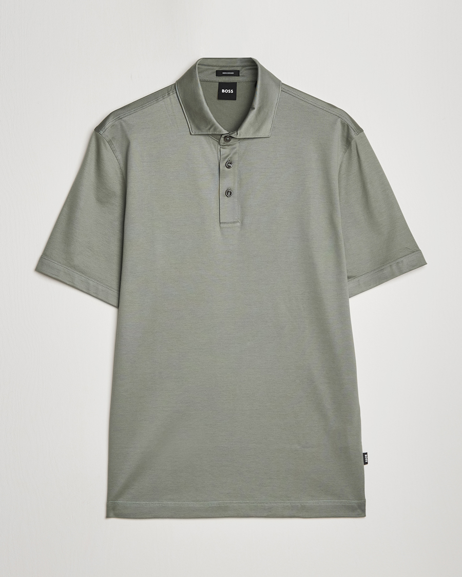 Uomini | Polo | BOSS BLACK | Press Cotton/Lyocell Polo Open Green