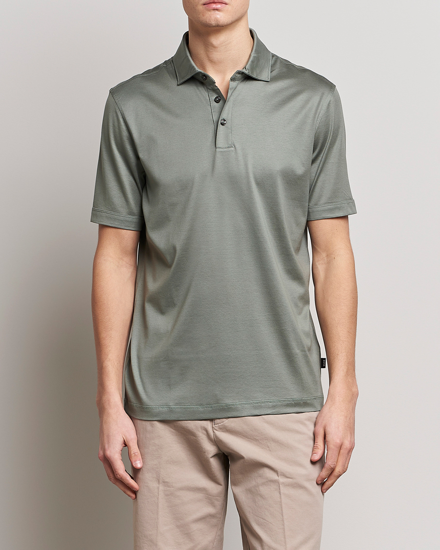 Uomini | Polo | BOSS BLACK | Press Cotton/Lyocell Polo Open Green