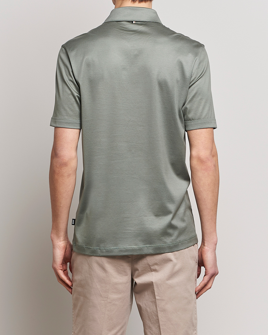 Uomini | Polo | BOSS BLACK | Press Cotton/Lyocell Polo Open Green