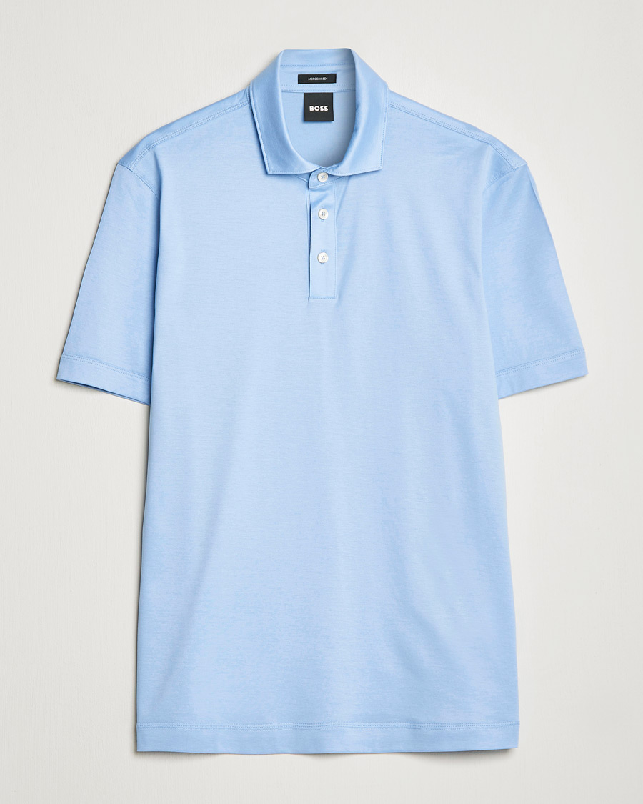 Uomini | Polo | BOSS BLACK | Press Cotton/Lyocell Polo Open Blue