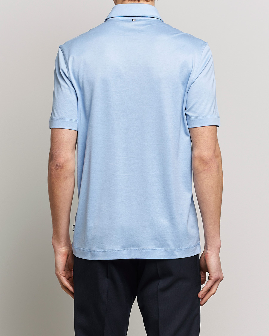 Uomini | Polo | BOSS BLACK | Press Cotton/Lyocell Polo Open Blue