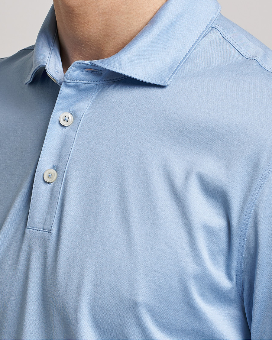 Uomini | Polo | BOSS BLACK | Press Cotton/Lyocell Polo Open Blue